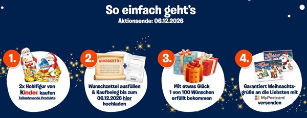 🎁  Mit Kauf von Kinderprodukten Grußkarte gratis versenden & mit etwas Glück Wunsch erfüllt bekommen