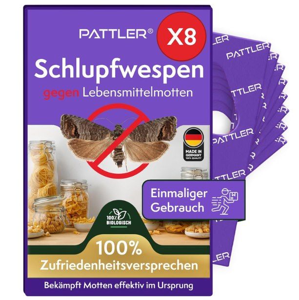 🐝 PATTLER Schlupfwespen gegen Lebensmittelmotten – 8 Karten à 1 Lieferung für 15,49€ (statt 28€)
