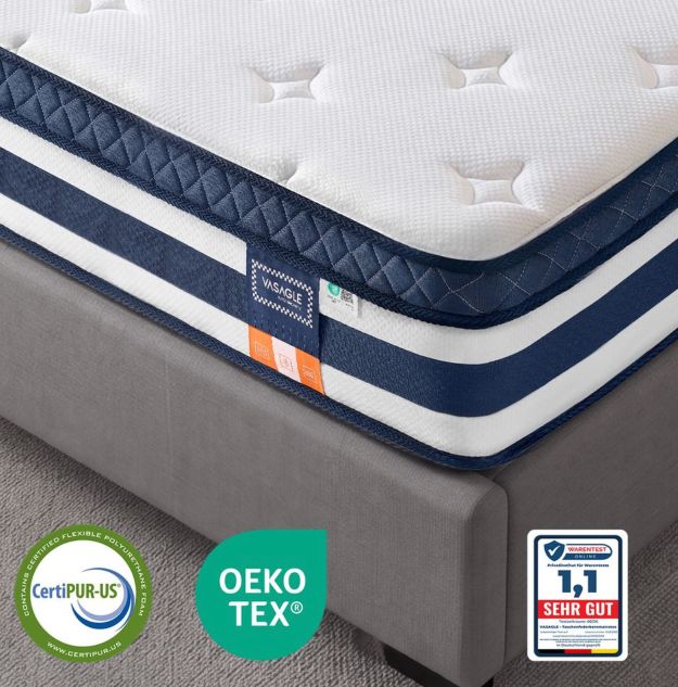 💤 VASAGLE 7 Zone Matratze H3 140 x 200 cm aus Gel-Memory-Schaumstoff für 105,99€ (statt 160€)