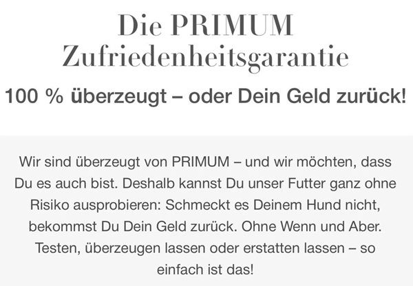 🐕 Bei Unzufriedenheit mit PRIMUM Geld zurückerhalten 🐕 Bei Unzufriedenheit mit PRIMUM Geld zurückerhalten