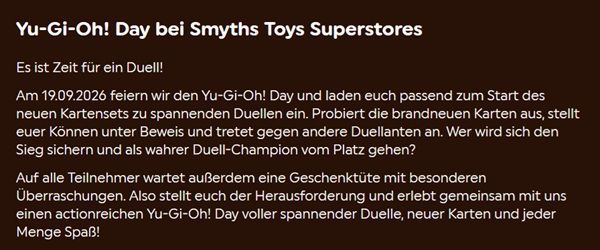 🎴 Yu-Gi-Oh! Day in den Smyths Toys Stores am 19.09.2026 🎴 Yu Gi Oh! Day in den Smyths Toys Stores am 19.09.2026