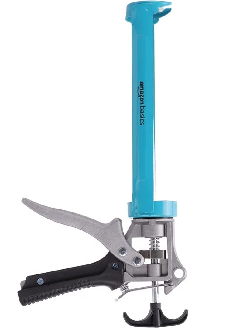 Amazon Basics Robuste Kartuschen pistole, 310 ml, Kraftübersetzungsverhältnis von 12:1, Aluminium Griff mit Kunststoffstützgriff, Blau/Grau