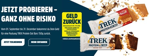 TREK Protein Oat Bars Riegel gratis ausprobieren