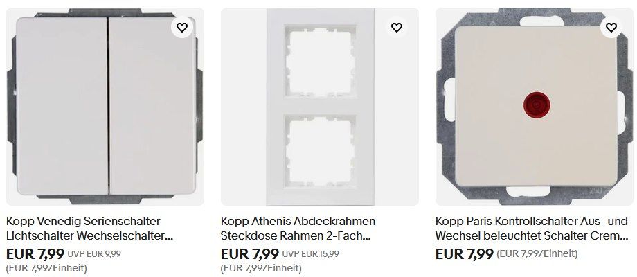 💡⚡ 5 Kopp Artikel zum Preis von 9,59€ z.B. Antennensteckdose, Lichtschalter, Abdeckrahmen uvm 💡⚡ 5 Kopp Artikel zum Preis von 9,59€ z.B. Antennensteckdose, Lichtschalter, Abdeckrahmen uvm