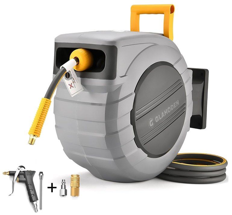 💨 GLAHODEN Automatischer Druckluftschlauchtrommel (30+2m) inkl. Pistole für 83,99€ (statt 119€)