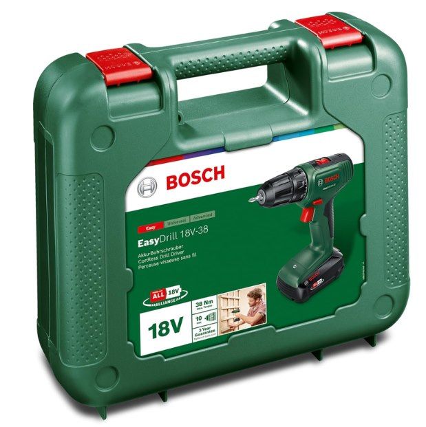 👷 Bosch EasyDrill 18V 38 inkl. Akku 2,5 Ah, Ladegerät & Koffer für 44,98€ (statt 60€)