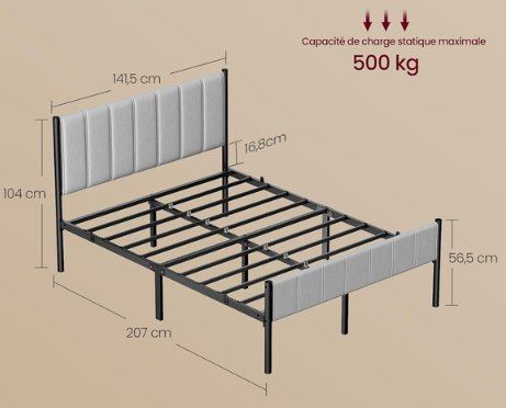 🛏️ VASAGLE Bettgestell aus Stahl (140 x 200) mit gepolstertem Kopfteil für 58,99€ (statt 68€) 🛏️ VASAGLE Bettgestell aus Stahl (140 x 200) mit gepolstertem Kopfteil für 58,99€ (statt 68€)