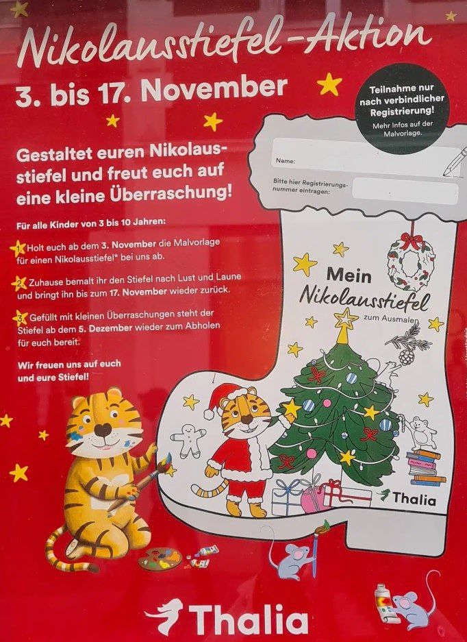 🎅 Thalia: Nikolausstiefel zum Basteln abholen und gratis befüllen lassen 🎅 Thalia: Nikolausstiefel zum Basteln abholen und gratis befüllen lassen