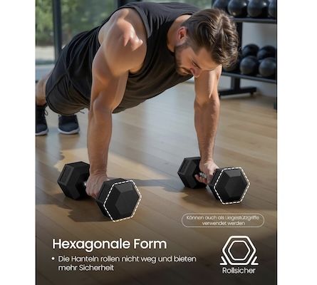 🏋🏻‍♀️ 12,5 kg Songmics Hexagon Hanteln aus Gusseisen für 35,69€ (statt 42€)