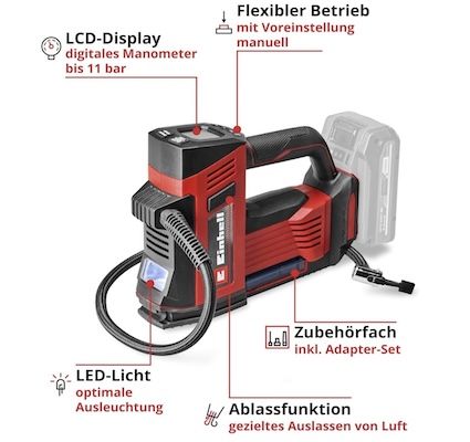 🌬️ Einhell CE-CC 18/23 D Li-Solo Akku-Autokompressor für 67,90€ (statt 77€) 🌬️ Einhell CE CC 18/23 D Li Solo Akku Autokompressor für 67,90€ (statt 77€)
