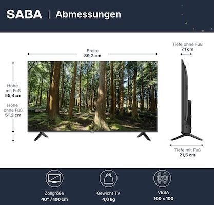 📺 Saba SA40Z1QF – 40 📺 Saba SA40Z1QF – 40 QLED Full HD Smart TV für 189,99€ (statt 299€)