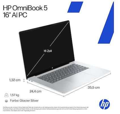 💻 HP OmniBook 5 - 16 💻 HP OmniBook 5 16 Laptop mit 16/512GB für 929€ (statt 999€)