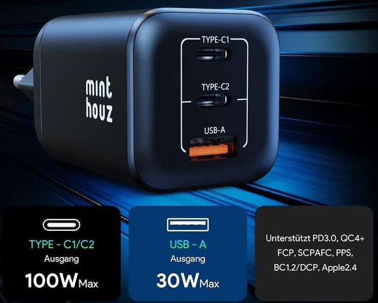 ⚡️ Minthouz USB-C PD 100W 3-Port-GaN Ⅲ Ladegerät für 11,39€ (statt 30€) ⚡️ Minthouz USB C PD 100W 3 Port GaN Ⅲ Ladegerät für 11,39€ (statt 30€)