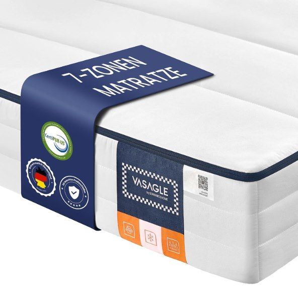 🛏️ Vasagle 7-Zonen Matratze 140×200 aus Gel-Memory-Schaumstoff für 72,99€ (statt 95€)