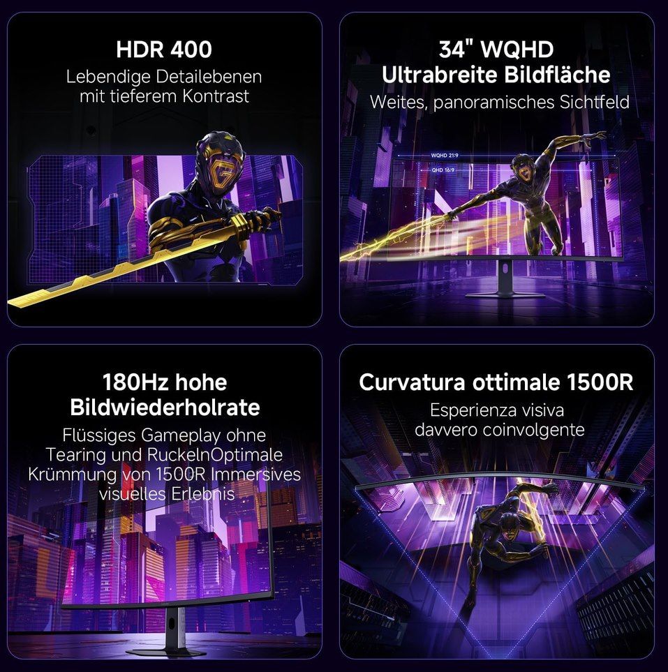 🖥️ Xiaomi G34WQi (2026) Curved Gaming Monitor mit 180Hz für 229€ (statt 260€) 🖥️ Xiaomi G34WQi (2026) Curved Gaming Monitor mit 180Hz für 229€ (statt 260€)