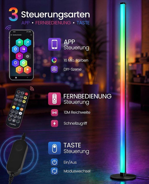 💡 VASAGLE LED RGB IC Stehlampe mit App Steuerung für 27,99€ (statt 38€)