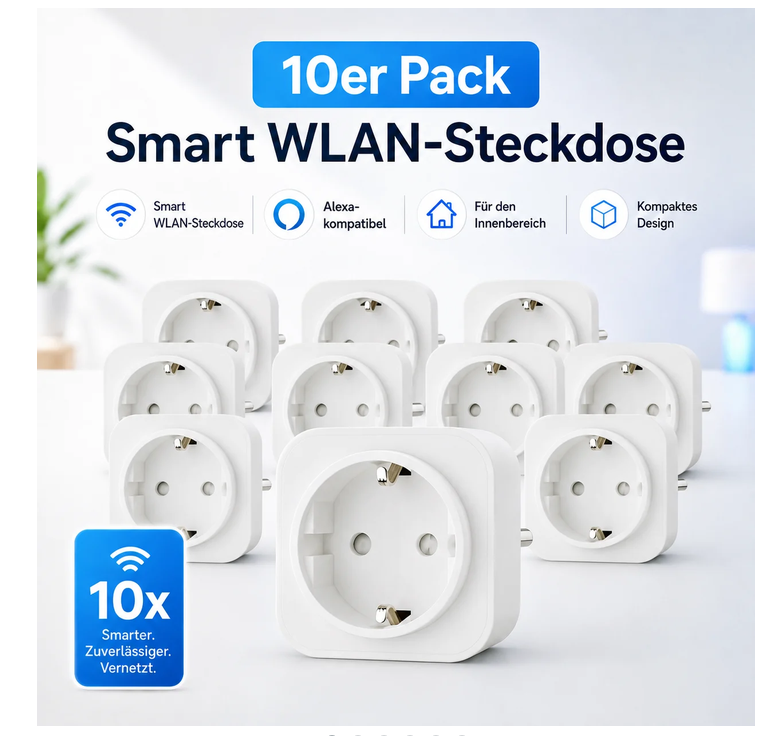 🔌🔌 10x AmazonBasics Smart WLAN-Steckdosen für 49,99€ (statt 109€)