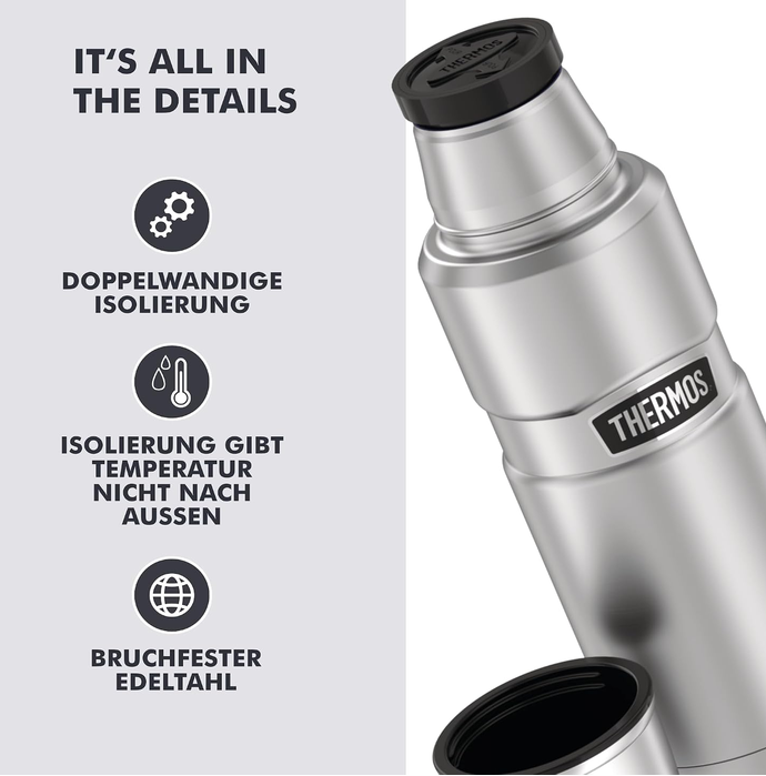 ♨️ Thermos King Edelstahl Isolierflasche 0,47 l für 16,09€ (statt 22€) ♨️ Thermos King Edelstahl Isolierflasche 0,47 l für 16,09€ (statt 22€)
