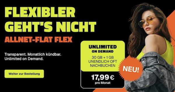 📱 Vodafone Allnet-Flat mit unlimited 5G (on Demand) für 17,99€ mtl. - monatlich kündbar 📱 Vodafone Allnet Flat mit unlimited 5G (on Demand) für 17,99€ mtl. monatlich kündbar