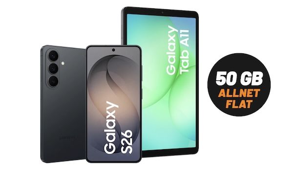 KRASS! 📱 Samsung Galaxy S26 & Galaxy Tab A11 für 49,99€ + Vodafone Allnet 50GB für 29,99€ mtl. KRASS! 📱 Samsung Galaxy S26 & Galaxy Tab A11 für 49,99€ + Vodafone Allnet 50GB für 29,99€ mtl.