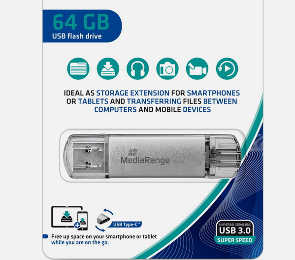 🔌 Mediarange MR937 Duo USB Stick 64 GB für 8,99€ (statt 14€)