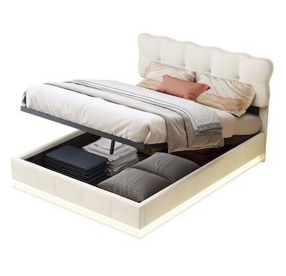 🤔 Fehler? 🛌 Brevoria Polsterbett in Beige mit LED-Lichtleiste, 160x200cm für 9,90€ (statt 245€)