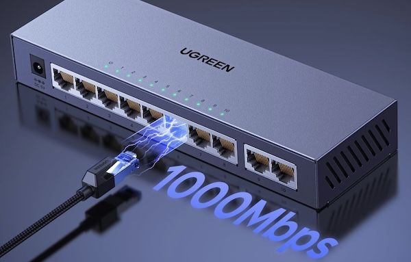 👨‍💻 UGREEN 10 Port Gigabit Lan Switch mit Metallgehäuse für 19,99€ (statt 24€)