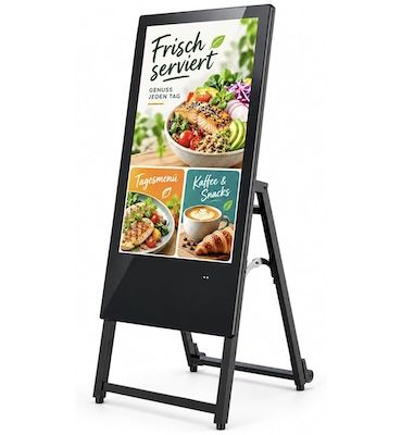👋 MWE FHD 32″ Kundenstopper Display mit Rollen für 389,40€ (statt 649€)