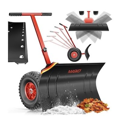 ☃️ Masko Schneeschieber auf Rädern, Arbeitsbreite 42cm für 66,80€ (statt 80€)
