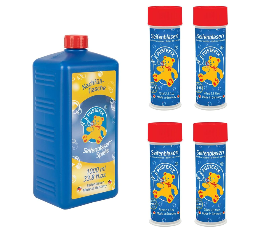 🫧🫧 Pustefix Bundle: 4x Original Dosen je 70ml & 1L Flasche für 5,99€ (statt 9€)