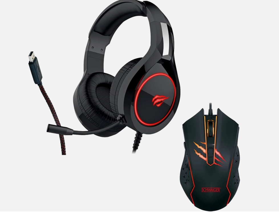 🎧🖱️ Schwaiger Bundle: Gaming PC Maus + USB RGB Headset für 15€ (statt 20€)