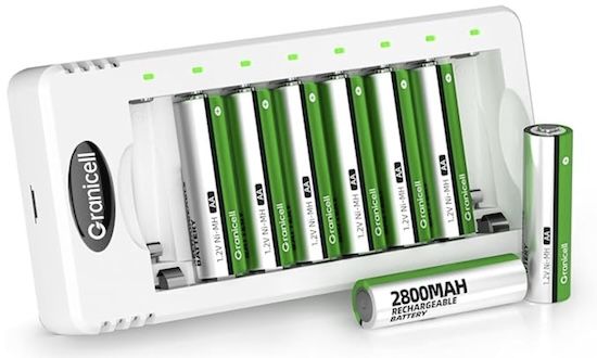 🔋 Granicell Akku Ladegerät inkl. 8 AA Akkus 2800mAh, 1.2V für 9,99€ (statt 20€)