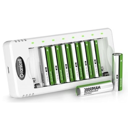 🔋 Granicell Akku-Ladegerät inkl. 8 AA Akkus 2800mAh, 1.2V für 9,99€ (statt 20€)