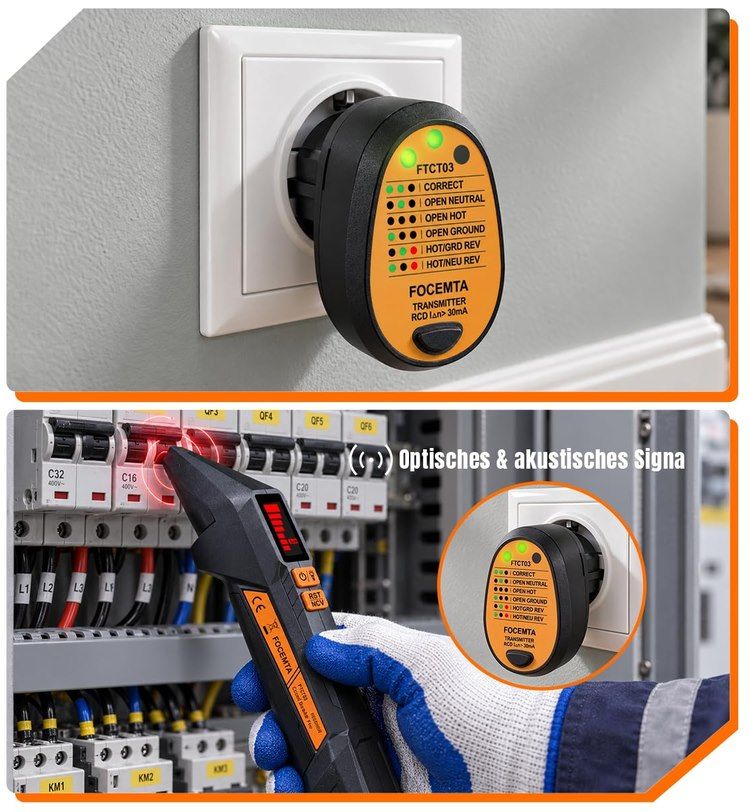⚡️ focemta Sicherungsfinder, Steckdosentester & NCV Spannungsprüfer für 41,99€ (statt 60€)