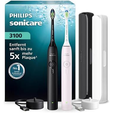 🪥 2er Pack Philips Sonicare Series 3100 Elektrische Zahnbürsten für 59,99€ (statt 78€)