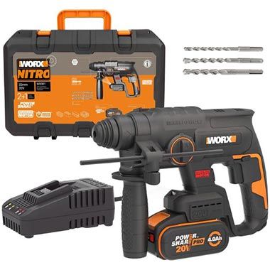 🧰 Worx WX381 Bohrhammer 20V, inkl. 4Ah Pro Akku & Ladegerät für 152€ (statt 179€)