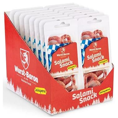 😋 16er Pack Wurstbaron Salami Mini Brezn Jalapeño, je 50g ab 17,41€ (statt 30€)