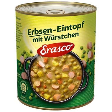 3,2kg 🍲 4 x 800g Erasco Erbsen-Eintopf mit Würstchen ab 8,55€ (statt 14€)