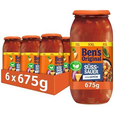 4kg! 🍛 6er Pack Bens Original Sauce Süß-Sauer Extra Gemüse, je 675g ab 14,80€ (statt 24€)