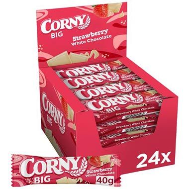 Fast 1kg 🍓 24er Pack Corny BIG Strawberry White Chocolate Müsliriegel ab 14,53€ (statt 21€)
