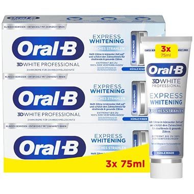 🪥 3er Pack Oral-B 3D White Professional Express Whitening ab 11,39€ (statt 16€)