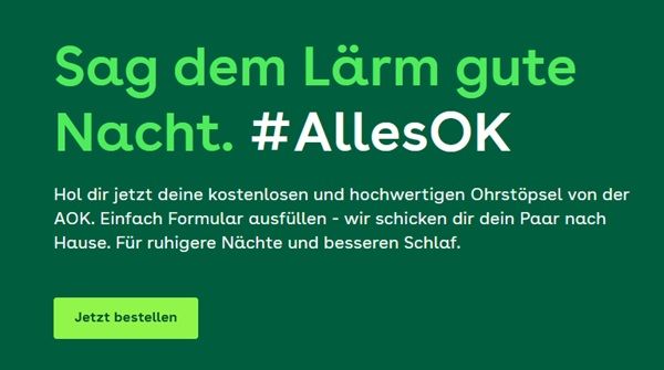 đ FĂŒr alle! Von der AOK Ohrstöpsel gratis zuschicken lassen đ FĂŒr alle! Von der AOK Ohrstöpsel gratis zuschicken lassen