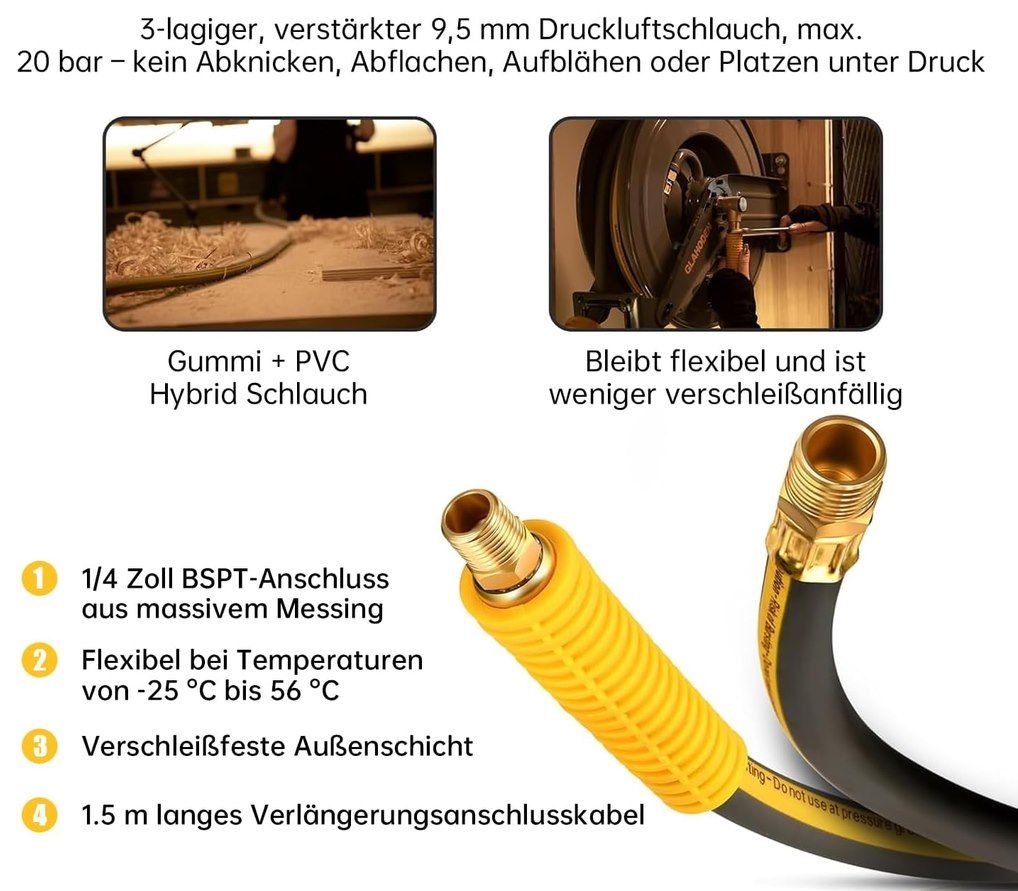 💨 Doppelarmige Druckluftschlauchtrommel (20m) inkl. Pistole für 81,59€ (statt 119€) 💨 Doppelarmige Druckluftschlauchtrommel (20m) inkl. Pistole für 81,59€ (statt 119€)