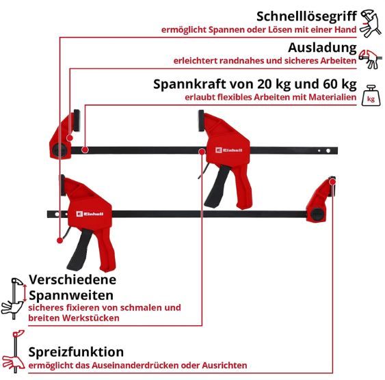 🗜️ Einhell Einhandzwingen-Set, 100/150 mm, 4-tlg. für 32,17€ (statt 40€) 🗜️ Einhell Einhandzwingen Set, 100/150 mm, 4 tlg. für 32,17€ (statt 40€)