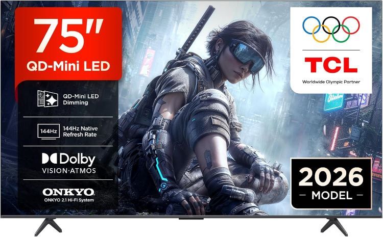 📺 TCL 75T8D 75 4K UHD QD Mini LED Smart TV mit 144Hz für 844€ (statt 949€)