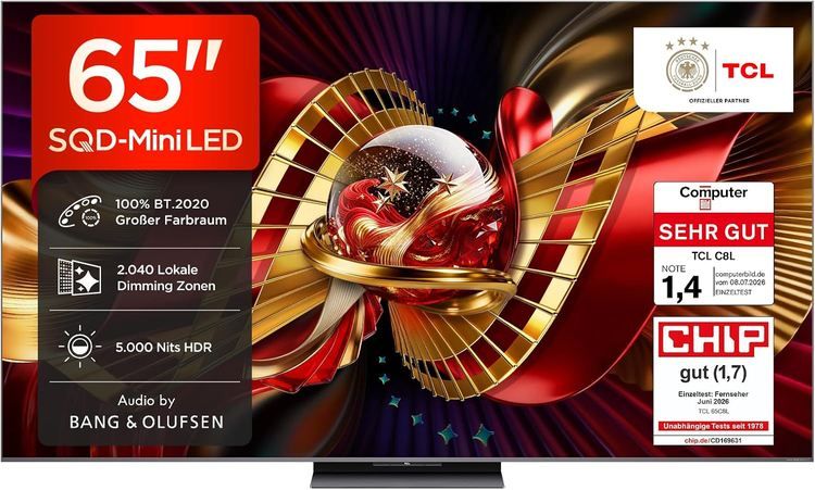 📺 TCL 65C8L 65 📺 TCL 65C8L 65 4K SQD Mini LED TV mit HDR10+ für 1.199€ (statt 1.539€)