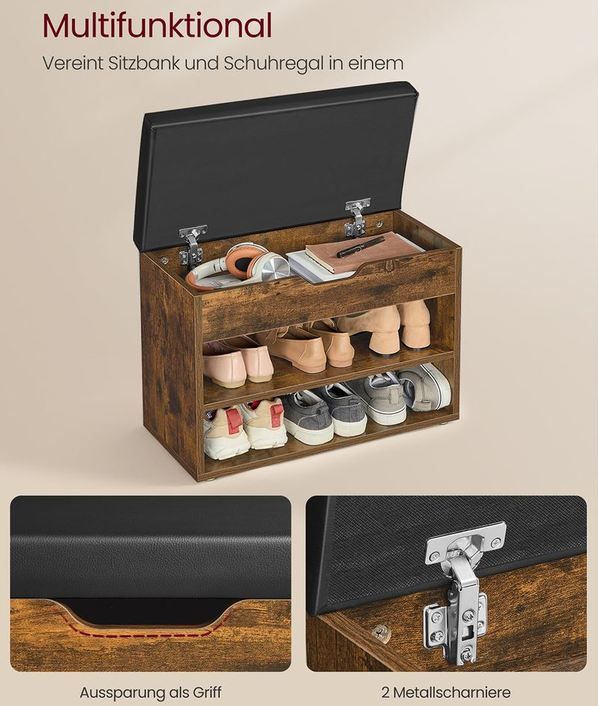 👞 Vasagle Schuhbank mit 3 Ebenen & Sitzkissen, 30x60x44cm für 29,99€ (statt 43€)