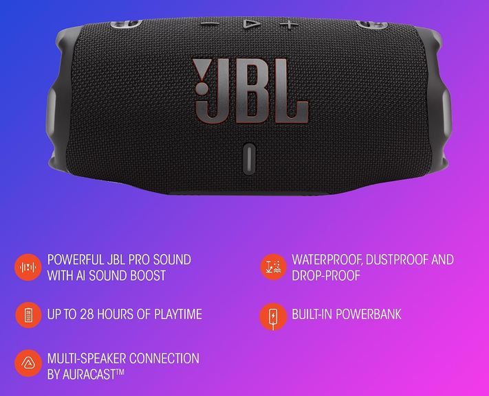 🪩 JBL Charge 6 Camouflage Tragbarer Bluetooth Lautsprecher für 119,99€ (statt 141€)