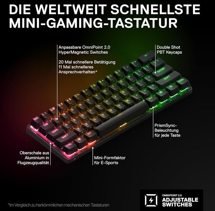 ⌨️ SteelSeries Apex Pro Mini HyperMagnetic Gaming Tastatur für 139,99€ (statt 222€)
