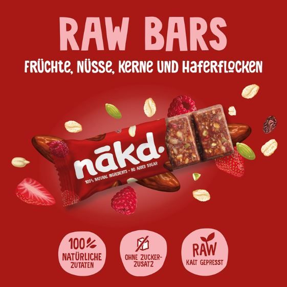 🍓 16er Pack Nākd. Fruit & Fibre Erdbeere & Himbeere Riegel ab 12,59€ (statt 17€) 🍓 16er Pack Nākd. Fruit & Fibre Erdbeere & Himbeere Riegel ab 12,59€ (statt 17€)
